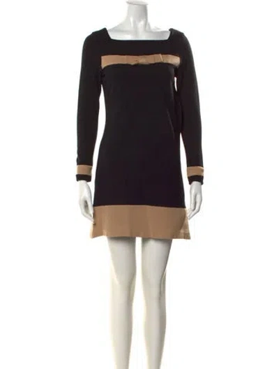 Pre-owned Milly Colorblock Pattern Mini Dress In Black