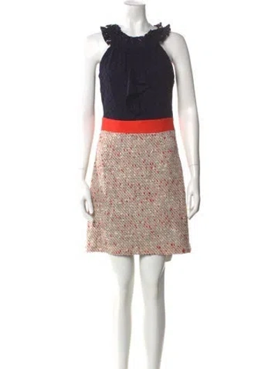Pre-owned Milly Colorblock Pattern Mini Dress In Black