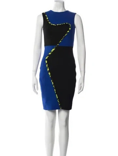 Pre-owned Milly Colorblock Pattern Mini Dress In Black