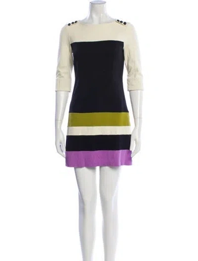 Pre-owned Milly Colorblock Pattern Mini Dress In Blue