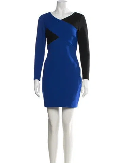 Pre-owned Milly Colorblock Pattern Mini Dress In Blue
