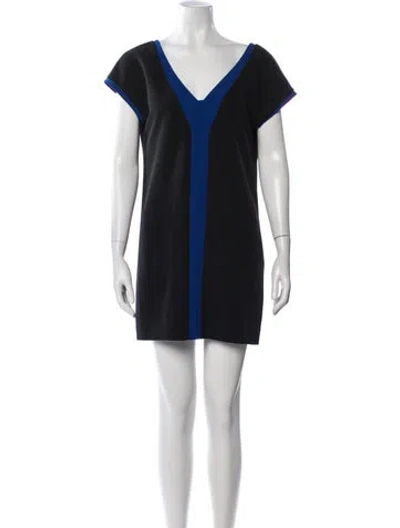 Pre-owned Milly Colorblock Pattern Mini Dress In Blue