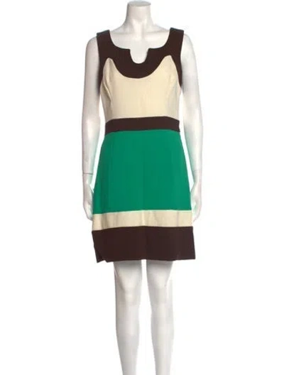 Pre-owned Milly Colorblock Pattern Mini Dress In Brown