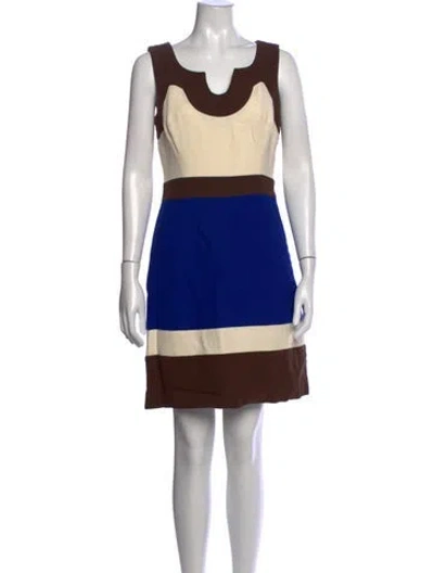 Pre-owned Milly Colorblock Pattern Mini Dress In Brown