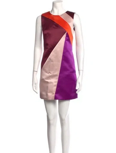 Pre-owned Milly Colorblock Pattern Mini Dress In Brown