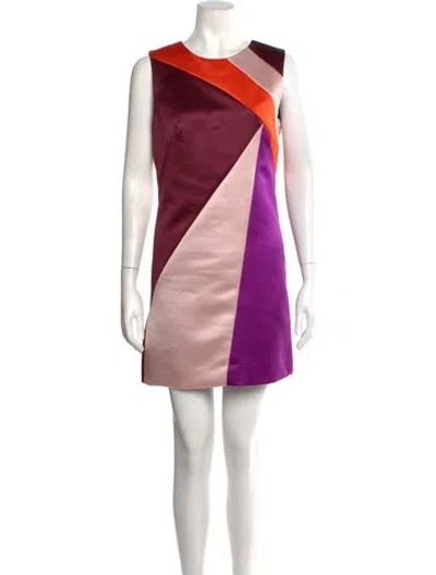 Pre-owned Milly Colorblock Pattern Mini Dress In Burgundy