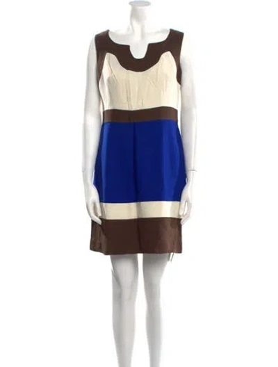 Pre-owned Milly Colorblock Pattern Mini Dress In Neutral