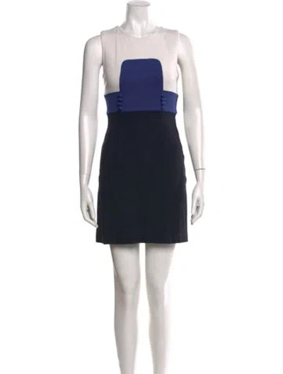 Pre-owned Milly Colorblock Pattern Mini Dress In Neutral