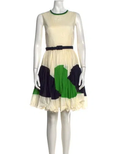 Pre-owned Milly Colorblock Pattern Mini Dress In Neutrals