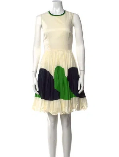 Pre-owned Milly Colorblock Pattern Mini Dress In Neutrals