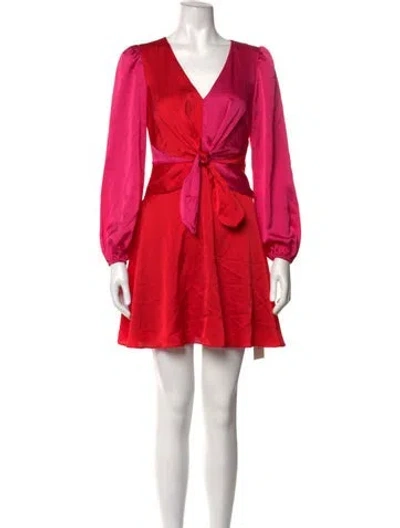 Pre-owned Milly Colorblock Pattern Mini Dress In Pink/red