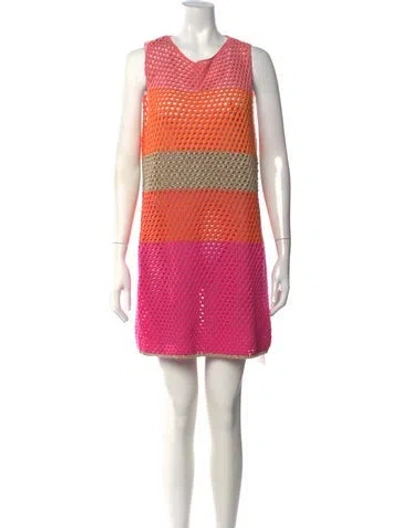 Pre-owned Milly Colorblock Pattern Mini Dress W/ Tags In Pink