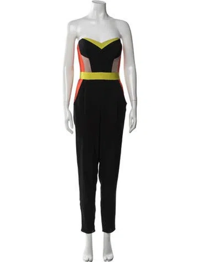 Pre-owned Milly Colorblock Pattern Strapless Jumpsuit In Black