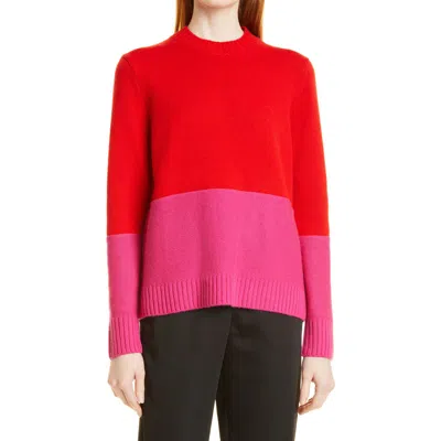 Milly Colorblock Wool & Cashmere Sweater In Red