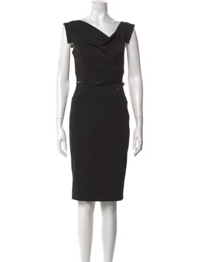 Pre-owned Milly Cowl Neck Knee-length Dress In Black