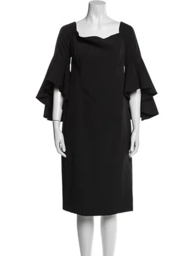 Pre-owned Milly Cowl Neck Knee-length Dress In Blue