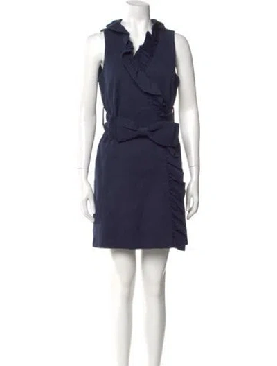 Pre-owned Milly Cowl Neck Knee-length Dress In Blue