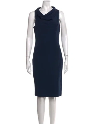 Pre-owned Milly Cowl Neck Knee-length Dress In Blue