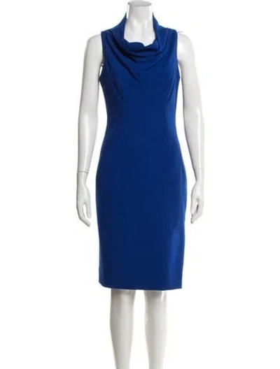 Pre-owned Milly Cowl Neck Knee-length Dress In Blue
