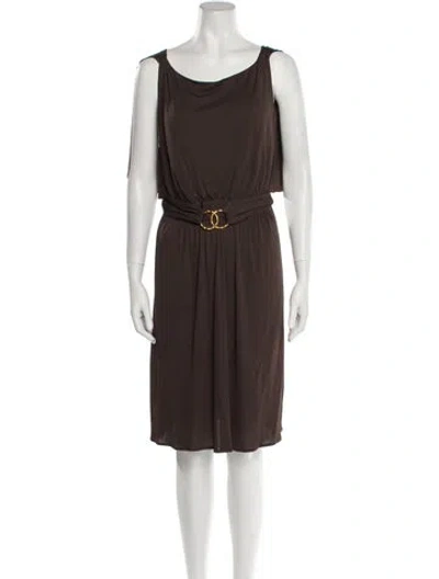 Pre-owned Milly Cowl Neck Knee-length Dress In Brown