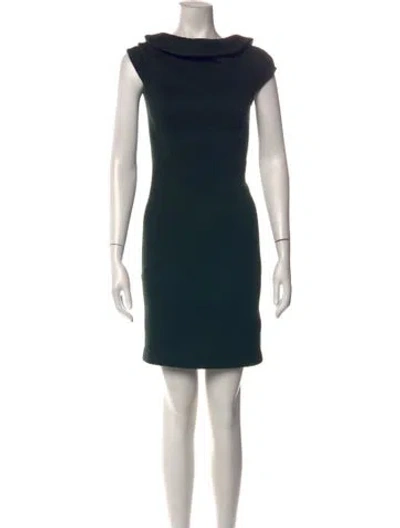 Pre-owned Milly Cowl Neck Knee-length Dress In Green