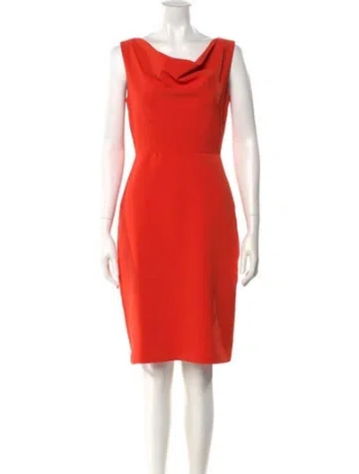 Pre-owned Milly Cowl Neck Knee-length Dress In Orange