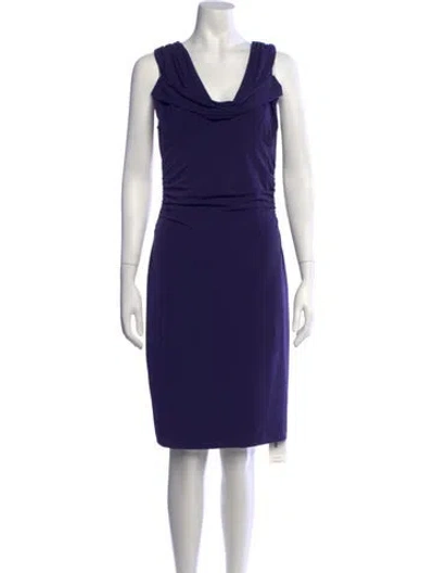 Pre-owned Milly Cowl Neck Knee-length Dress In Purple
