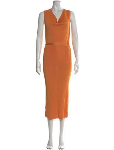 Pre-owned Milly Cowl Neck Long Dress In Orange