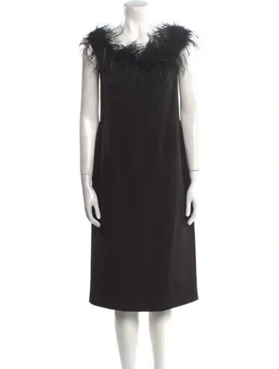 Pre-owned Milly Cowl Neck Midi Length Dress In Black