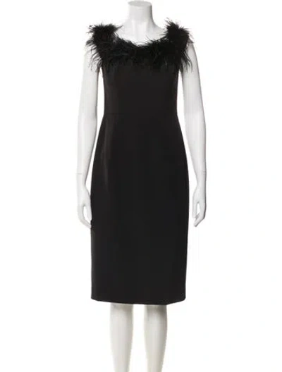 Pre-owned Milly Cowl Neck Midi Length Dress In Black