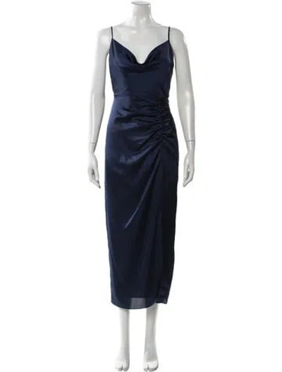 Pre-owned Milly Cowl Neck Midi Length Dress In Blue