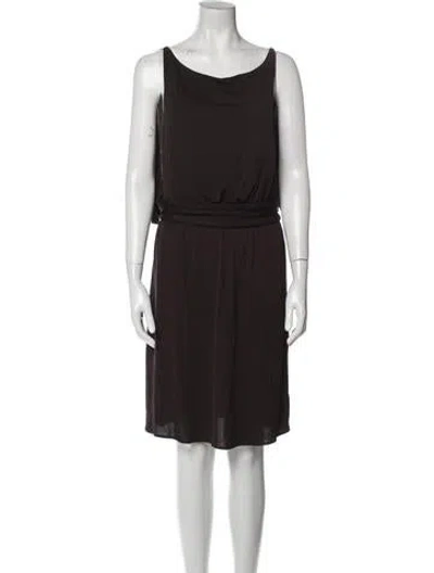 Pre-owned Milly Cowl Neck Midi Length Dress In Brown