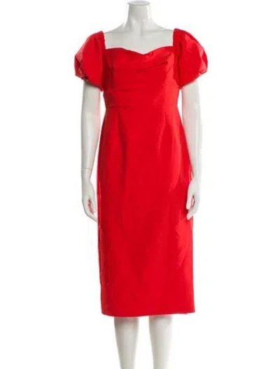 Pre-owned Milly Cowl Neck Midi Length Dress In Orange