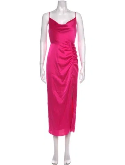 Pre-owned Milly Cowl Neck Midi Length Dress In Pink