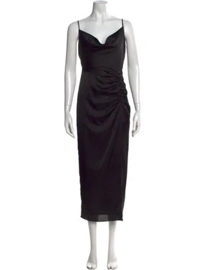 Pre-owned Milly Cowl Neck Midi Length Dress W/ Tags In Black