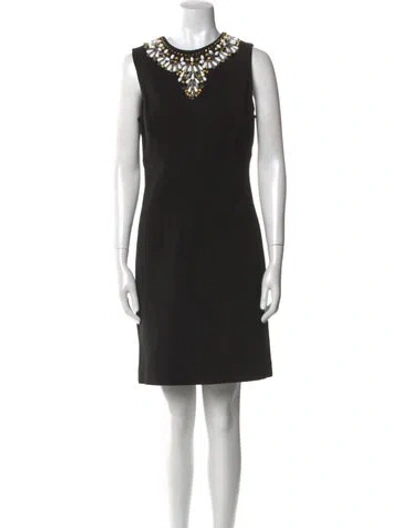 Pre-owned Milly Crew Neck Knee-length Dress In Black