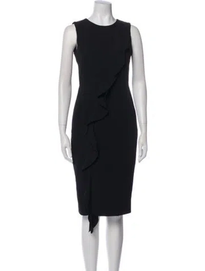 Pre-owned Milly Crew Neck Knee-length Dress In Black