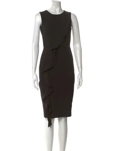Pre-owned Milly Crew Neck Knee-length Dress In Black