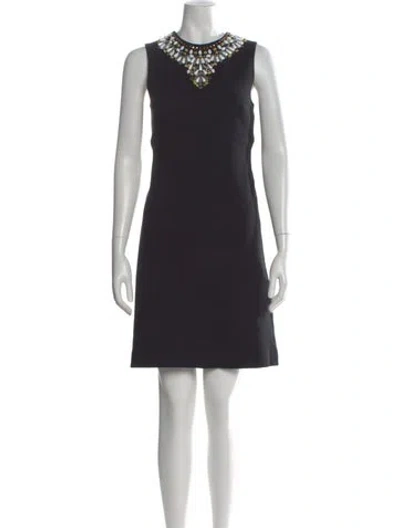 Pre-owned Milly Crew Neck Knee-length Dress In Black