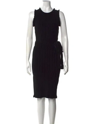 Pre-owned Milly Crew Neck Knee-length Dress In Black