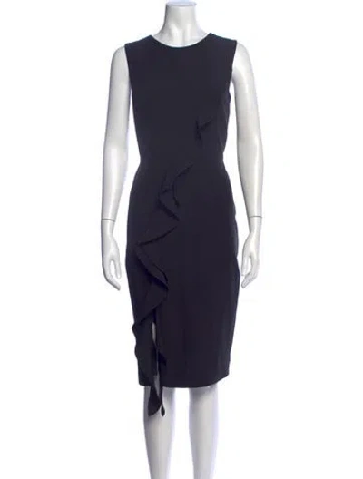 Pre-owned Milly Crew Neck Knee-length Dress In Black