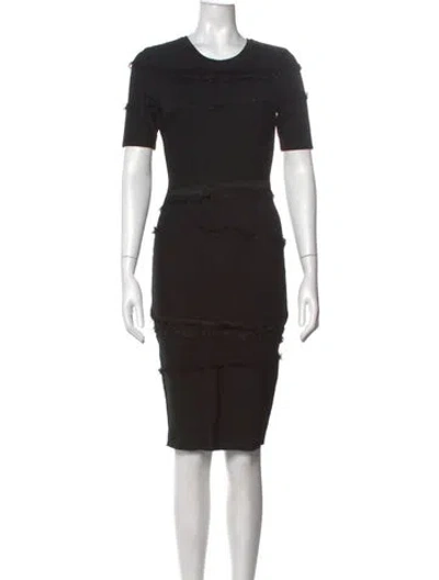 Pre-owned Milly Crew Neck Knee-length Dress In Black