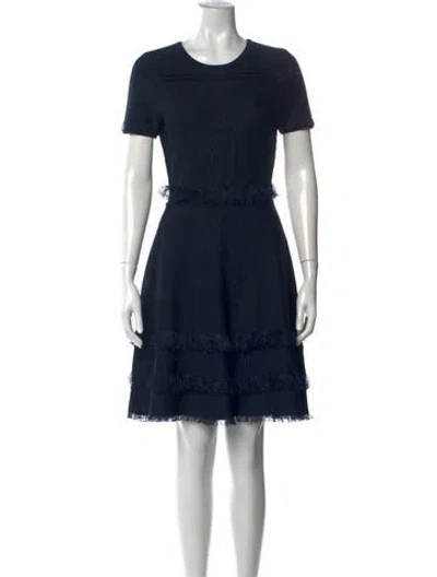 Pre-owned Milly Crew Neck Knee-length Dress In Blue