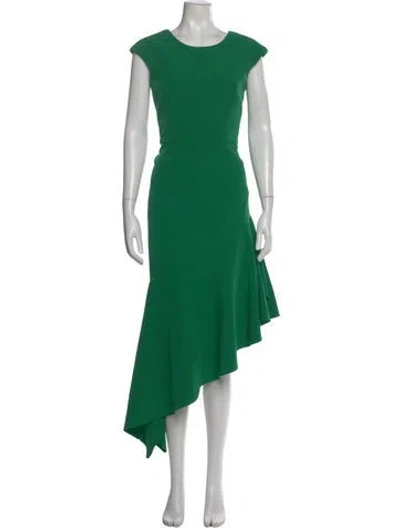 Pre-owned Milly Crew Neck Knee-length Dress In Green