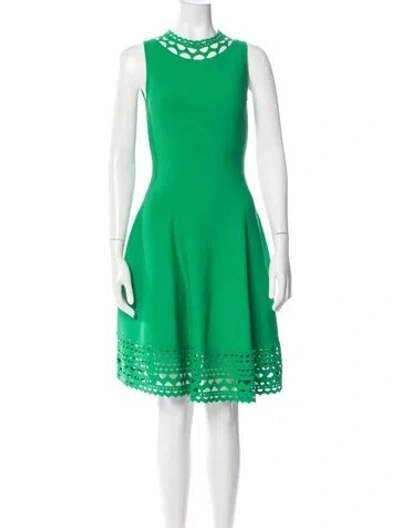 Pre-owned Milly Crew Neck Knee-length Dress In Green