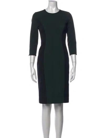 Pre-owned Milly Crew Neck Knee-length Dress In Green
