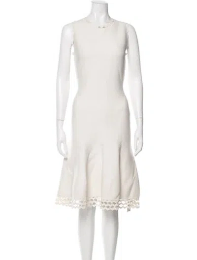 Pre-owned Milly Crew Neck Knee-length Dress In Neutral