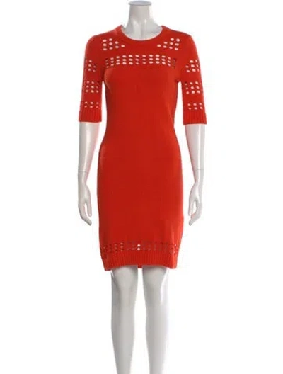 Pre-owned Milly Crew Neck Knee-length Dress In Orange