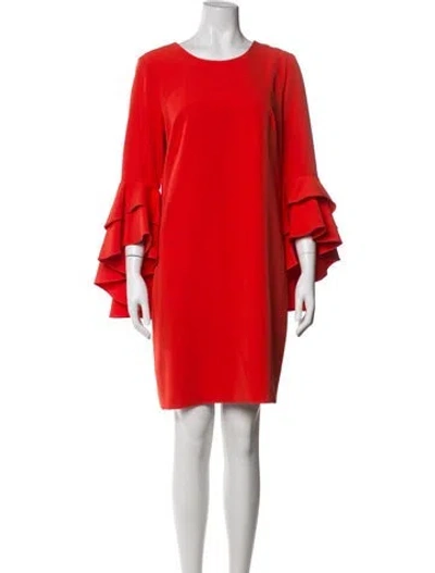 Pre-owned Milly Crew Neck Knee-length Dress In Orange