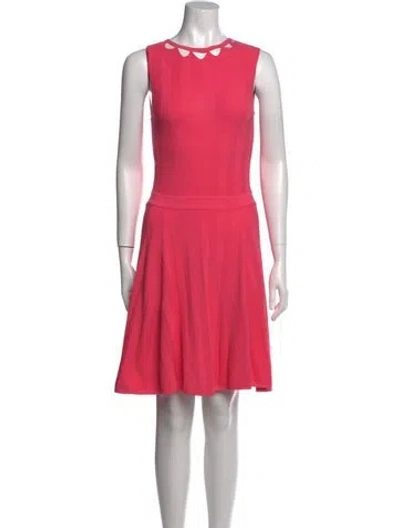 Pre-owned Milly Crew Neck Knee-length Dress In Pink